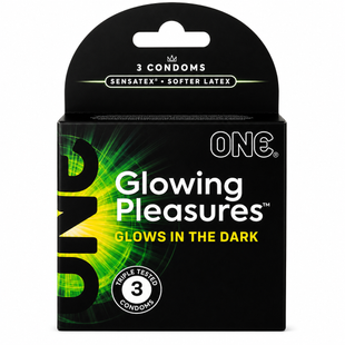 Презервативи ONE Glowing Pleasures світяться у темряві 3 шт ON26 фото