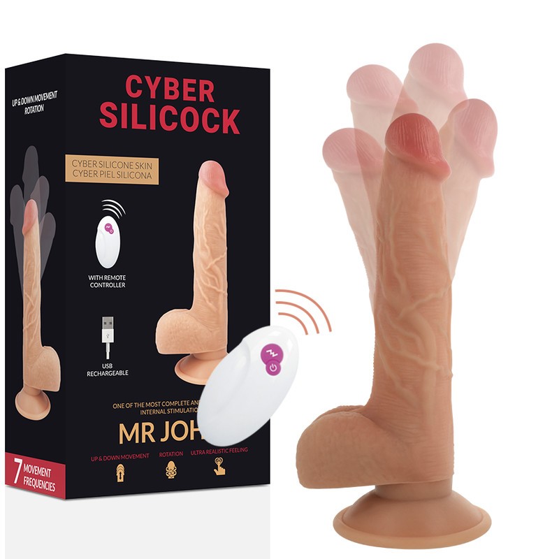 Фалоімітатор з рухливою голівкою та фрикціями Mr John Cyber Silicock CS157855 фото