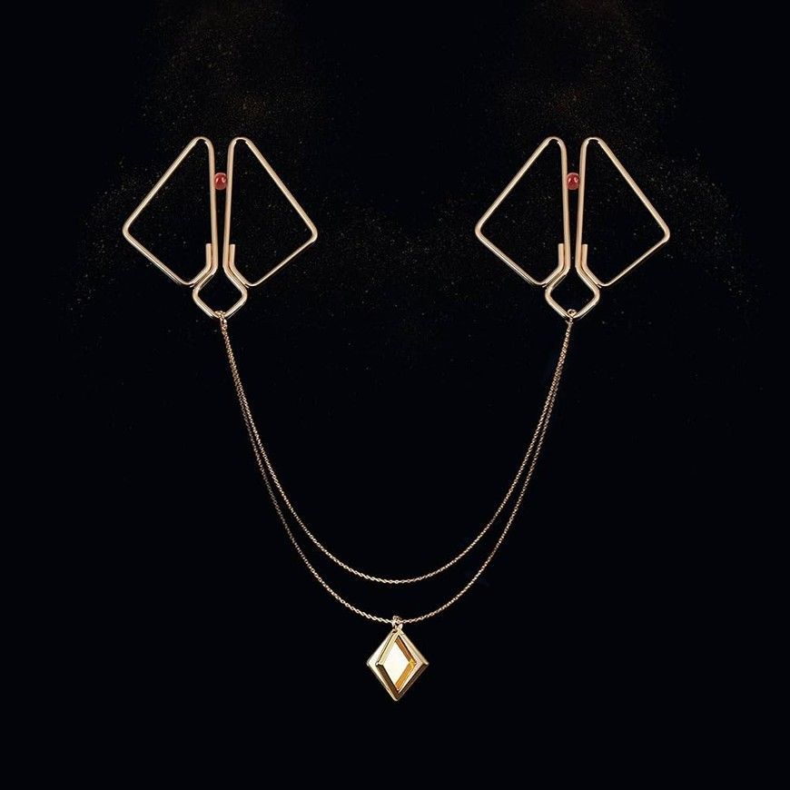 Затискачі для сосків з важкою підвіскою LOCKINK Nipple Clamps with Heavy Pendant Golden SX0844 фото