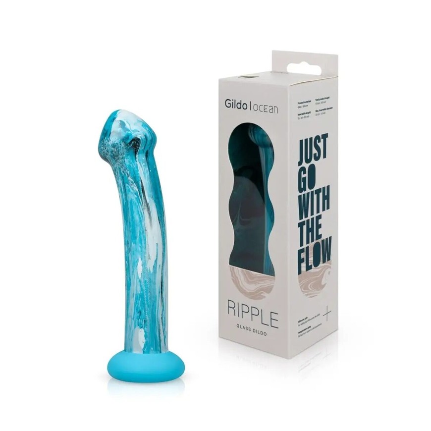 Скляний дилдо Gildo Glass Dildo Ocean Ripple SO8893 фото