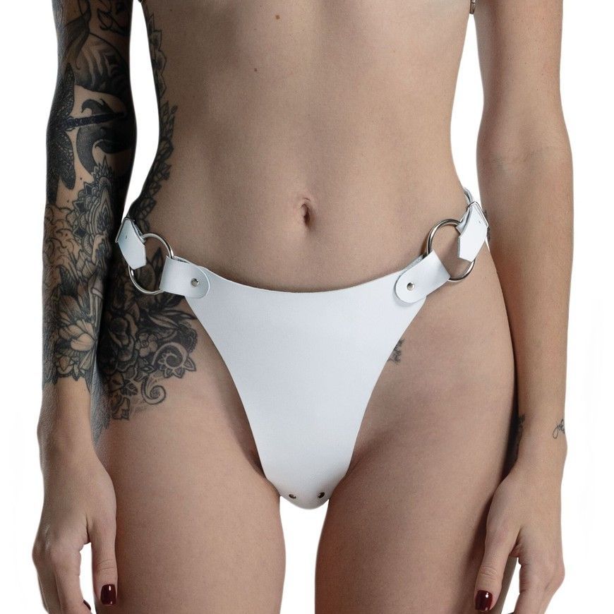 Трусики з натуральної шкіри Feral Feelings String Bikini White SO9424 фото