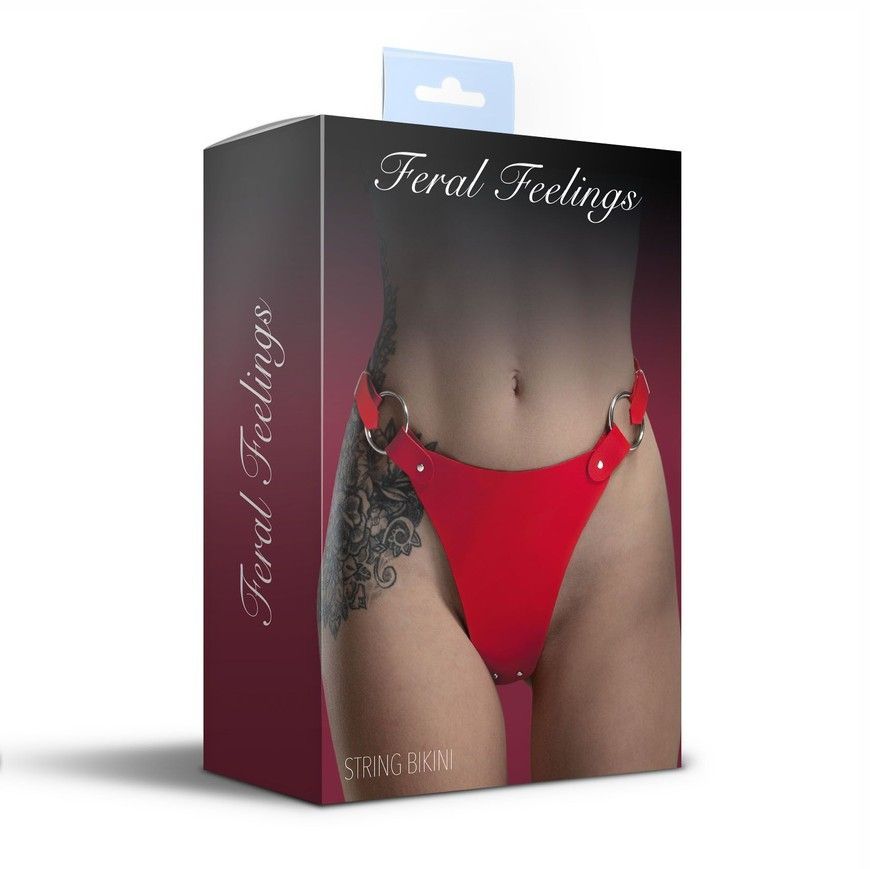 Трусики з натуральної шкіри Feral Feelings String Bikini Red SO9425 фото