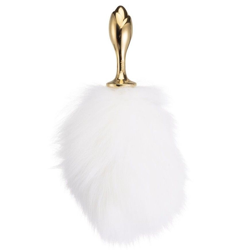 Металева анальна пробка Кролячий хвіст LOCKINK SEVANDA White Bunny-Tail Anal Rose-shape Plug SX0867 фото