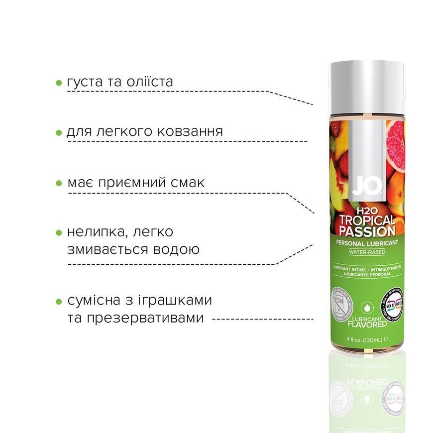 Оральний лубрикант на водній основі System JO H2O Tropical Passion зі смаком тропічних фруктів 120 мл SO1674 фото