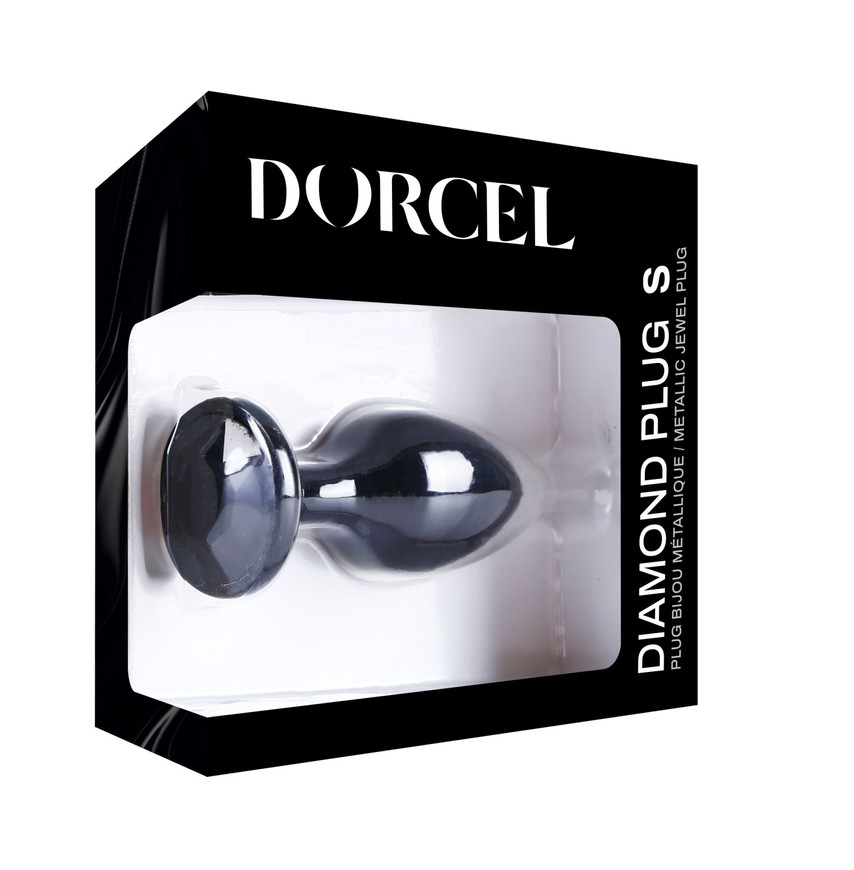 Металева анальна пробка розміру S з кристалом Dorcel Diamond Black Plug SO7808 фото