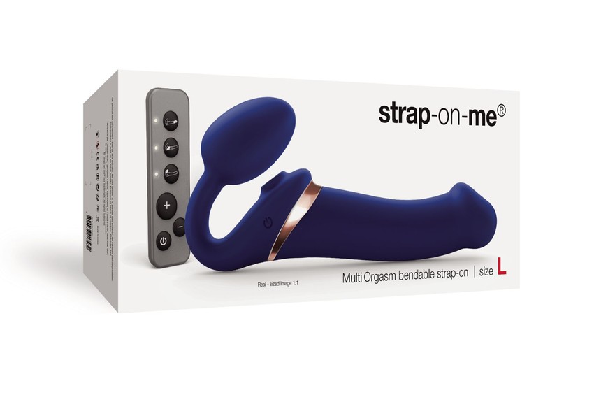 Безремінний вібрострапон з вакуумною стимуляцією Strap-On-Me Multi Orgasm Blue L SO6823 фото