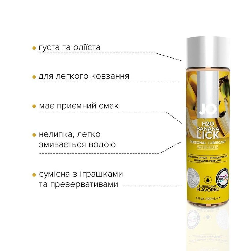 Оральний лубрикант на водній основі System JO H2O Banana Lick зі смаком банану 120 мл SO1676 фото