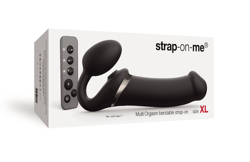 Безремінний вібрострапон з вакуумною стимуляцією Strap-On-Me Multi Orgasm Black XL SO6824 фото
