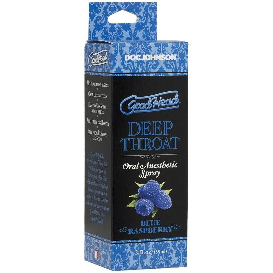 Малиновий спрей для мінету Doc Johnson GoodHead DeepThroat Spray Blue Raspberry 59 мл SO9854 фото