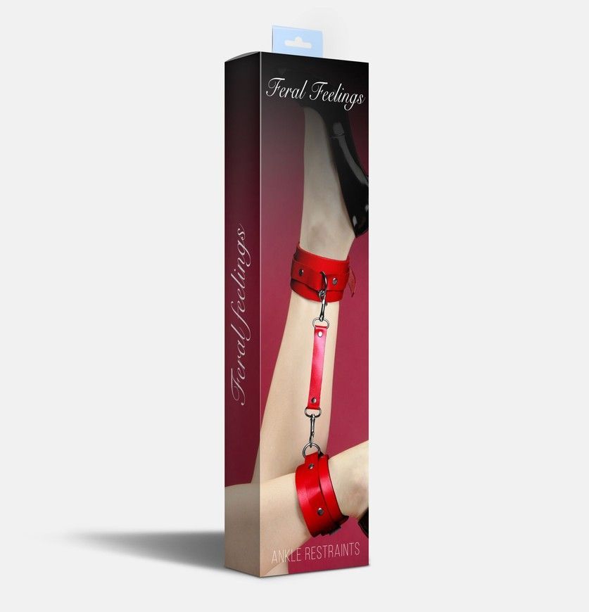 Поножі Feral Feelings Ankle Restraints з натуральної шкіри червоні SO8258 фото