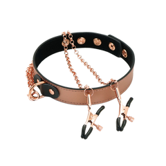 Нашийник із затискачами для сосків Liebe Seele Rose Gold Memory Collar with Nipple Clamps SO9495 фото