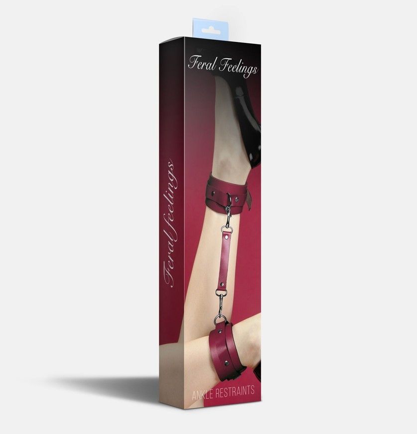Поножі Feral Feelings Ankle Restraints з натуральної шкіри бургунді SO8259 фото
