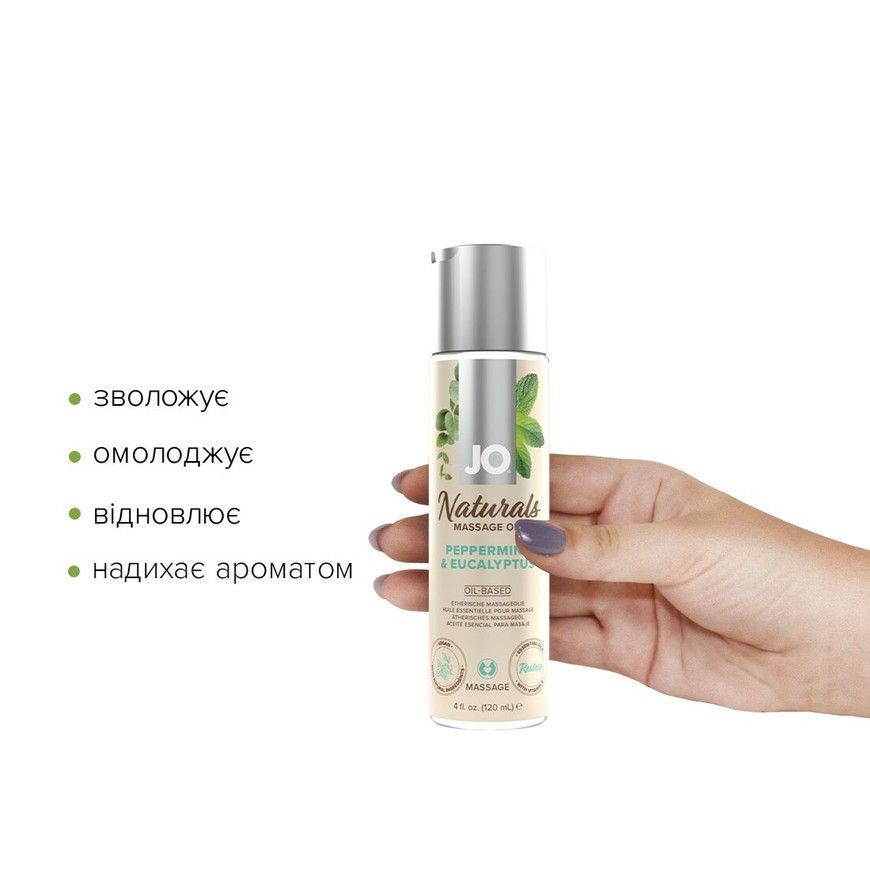 Масажна олія JO Naturals Peppermint & Eucalyptu з натуральними ефірними оліями SO6166 фото