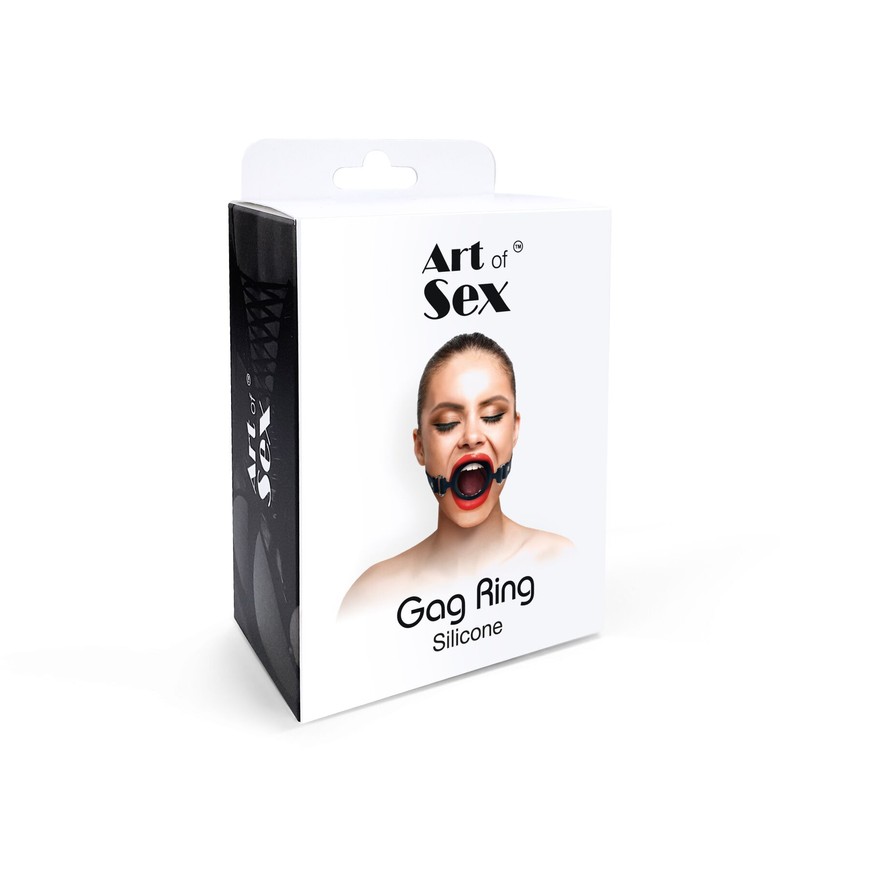 Кляп-кільце силіконове Art of Sex Gag Ring Чорне з натуральної шкіри SO6707 фото