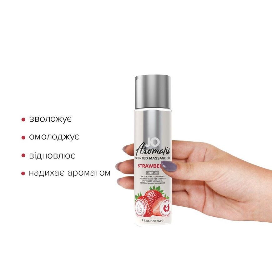 Натуральна їстівна масажна олія JO Aromatix Strawberry з ароматом полуниці SO6768 фото