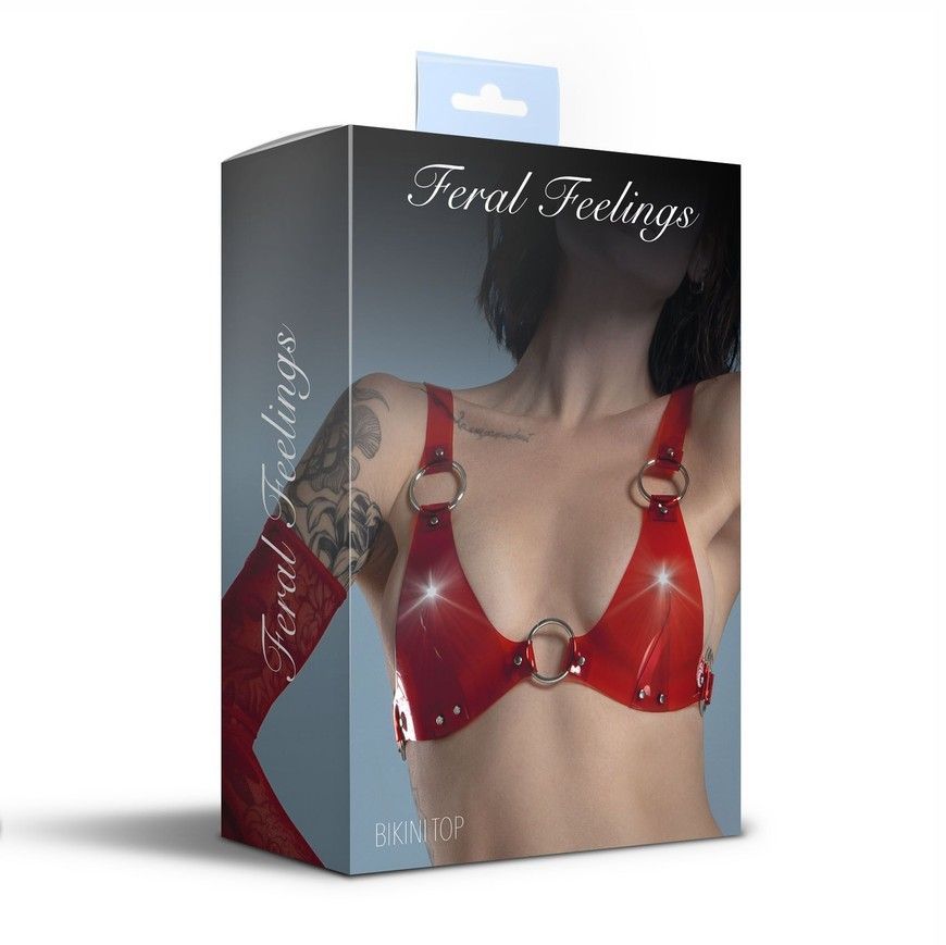 Ліф класичний Feral Feelings Bikini Top Red Trasparent SO9318 фото