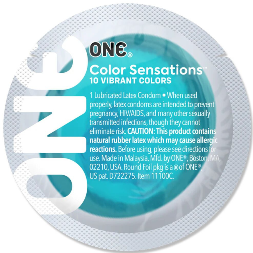 Кольорові презервативи ONE Color Sensations бірюзові 1 шт ON146 фото