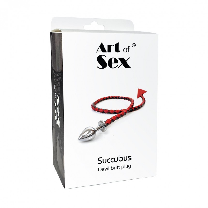 Металева анальна пробка Art of Sex Succubus M з диявольським хвостом чорно-золотий SO9746 фото