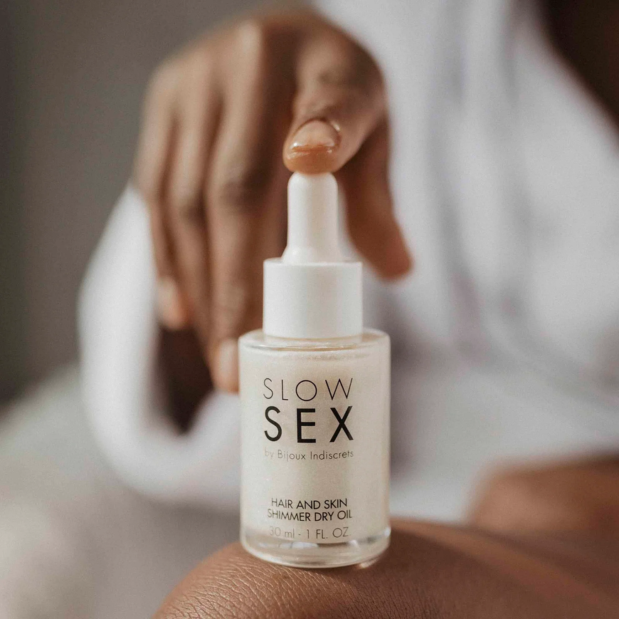 Суха олія-шимер для волосся та тіла Bijoux Indiscrets Slow Sex Hair and Skin Shimmer Dry Oil SO5899 фото