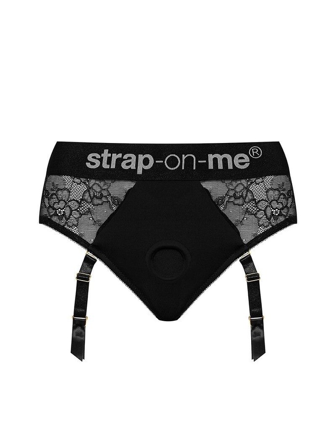 Мереживні трусики для страпону Strap-On-Me Diva Harness S з підв'язками для панчіх SO5096 фото