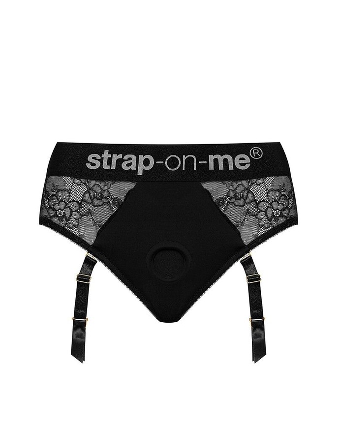 Мереживні трусики для страпону Strap-On-Me Diva Harness M з підв'язками для панчіх SO4513 фото