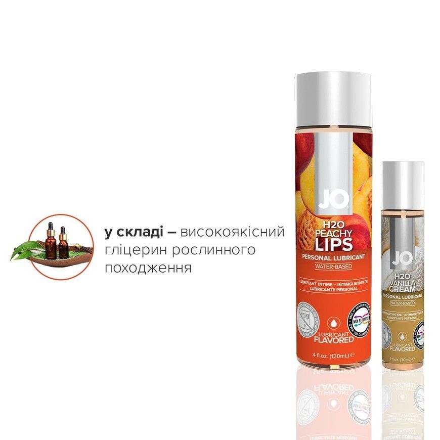Комплект JO GWP Peaches & Cream Peachy Lips 120 мл та Vanilla 30 мл SO6771 фото