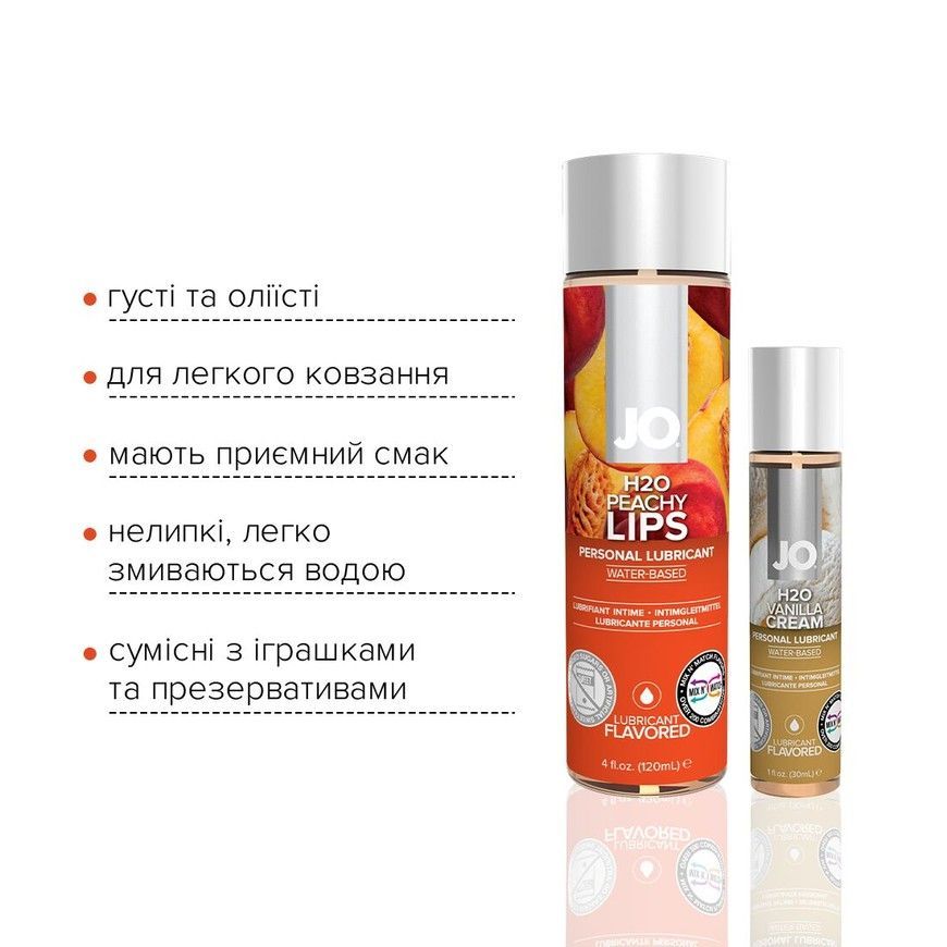 Комплект JO GWP Peaches & Cream Peachy Lips 120 мл та Vanilla 30 мл SO6771 фото