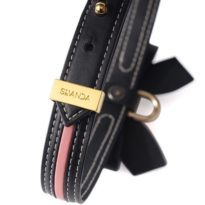 Нашийник з повідцем LOCKINK SEVANDA Love Heart Butterfly Leather Collar Set Black SX0863 фото