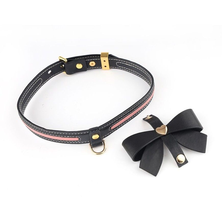 Нашийник з повідцем LOCKINK SEVANDA Love Heart Butterfly Leather Collar Set Black SX0863 фото