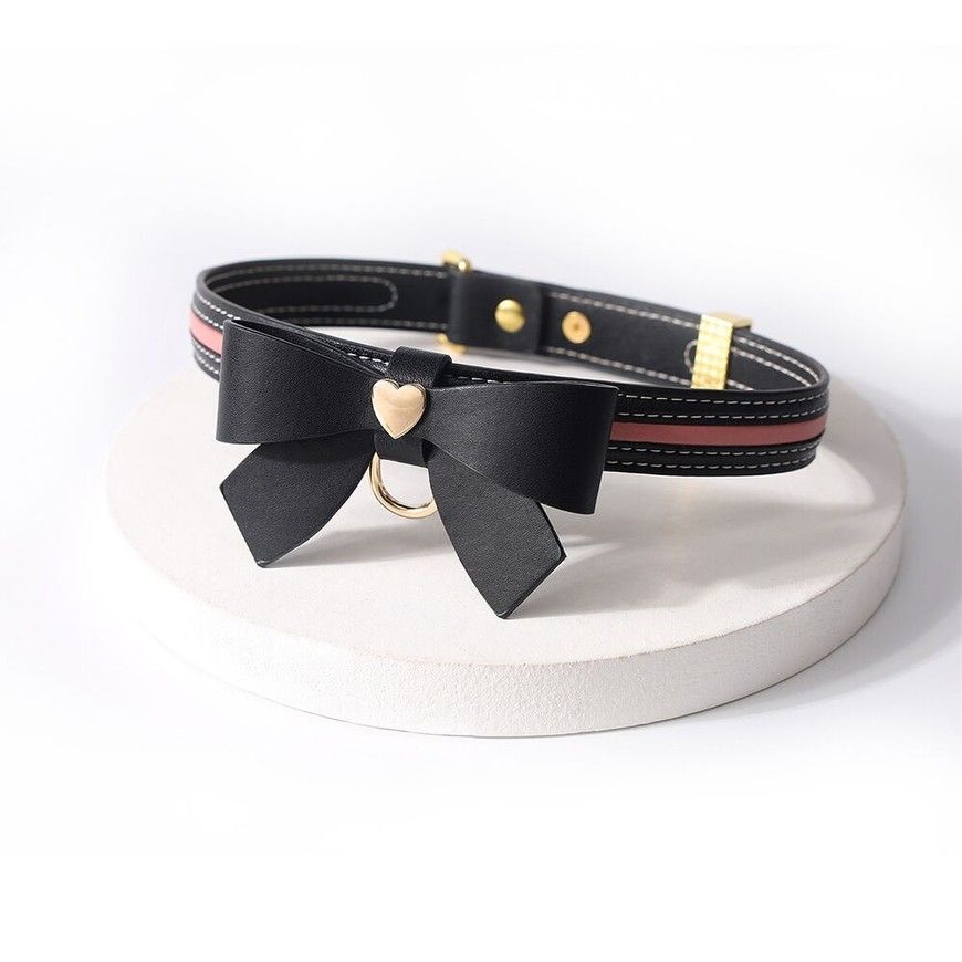 Нашийник з повідцем LOCKINK SEVANDA Love Heart Butterfly Leather Collar Set Black SX0863 фото