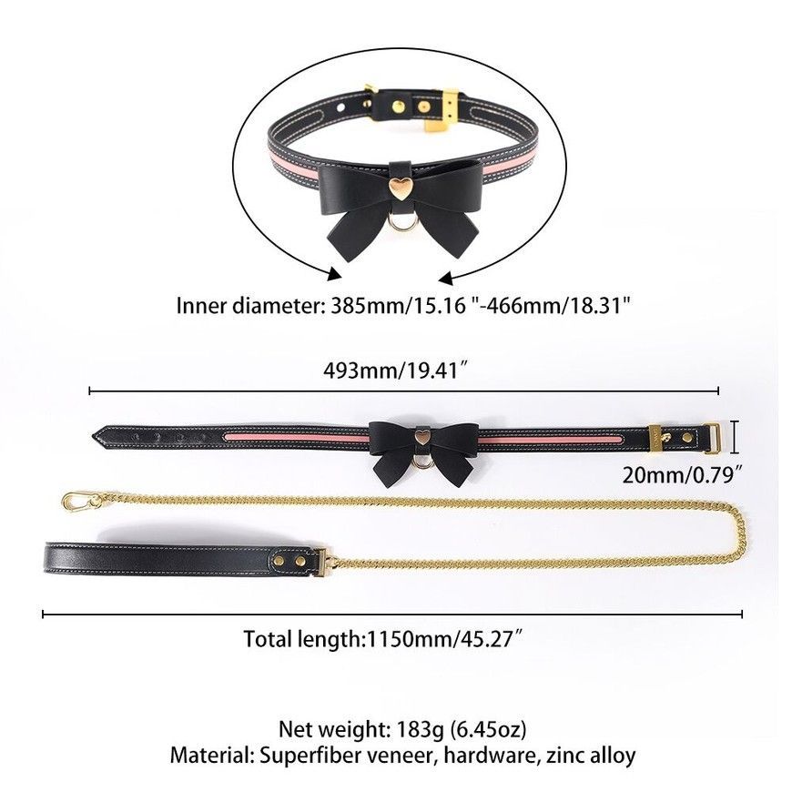 Нашийник з повідцем LOCKINK SEVANDA Love Heart Butterfly Leather Collar Set Black SX0863 фото