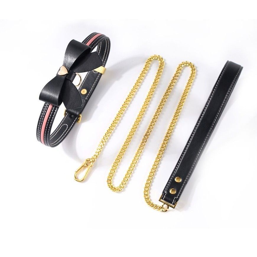 Нашийник з повідцем LOCKINK SEVANDA Love Heart Butterfly Leather Collar Set Black SX0863 фото