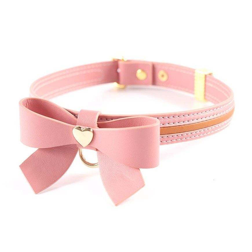 Нашийник з повідцем LOCKINK SEVANDA Love Heart Butterfly Leather Collar Set Pink SX0864 фото