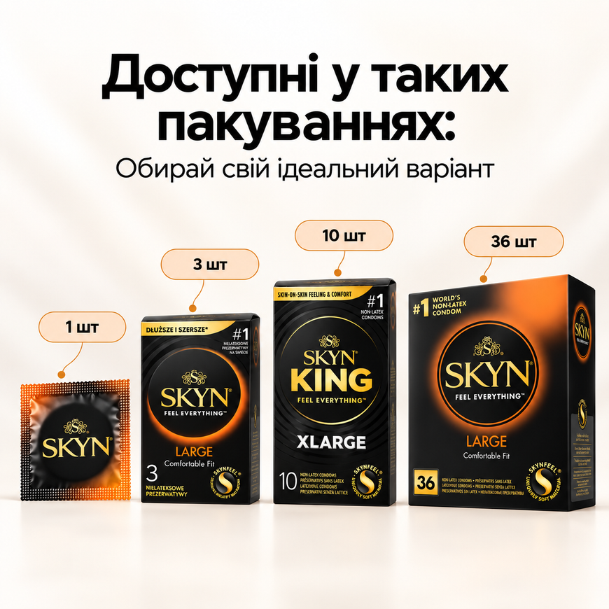 Безлатексні збільшені презервативи SKYN XLarge 10 шт SOL10 фото