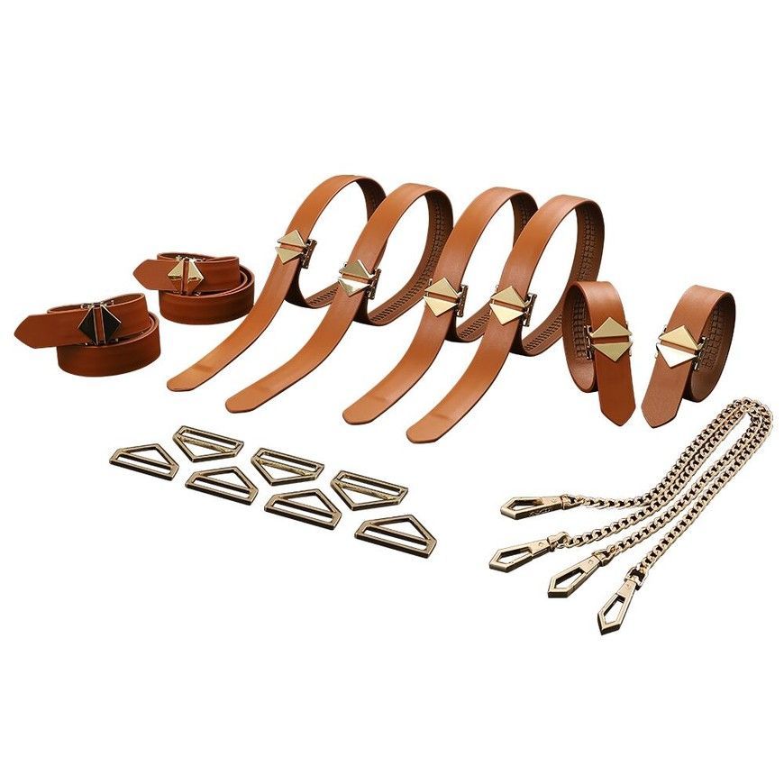 Набір із 8 універсальних ременів для зв'язування LOCKINK 8-Bondage-Straps Restraint Set Brown SX0834 фото