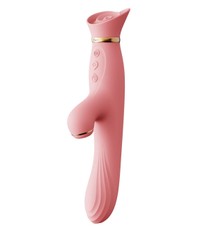 Вібратор з підігрівом та вакуумною стимуляцією клітора Zalo Rose Vibrator Strawberry Pink