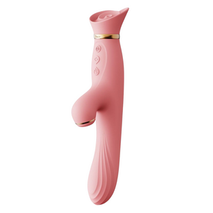Вібратор з підігрівом та вакуумною стимуляцією клітора Zalo Rose Vibrator Strawberry Pink SO6680 фото