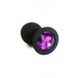 Чорна анальна пробка розміру S з фіолетовим кришталиком 575 фото 2