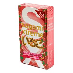 Латексні Sagami Xtreme Fruity Strawberry з ароматом полуниці (10 шт.) SG43 фото