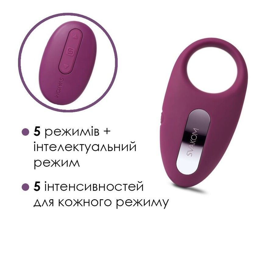 Ерекційне кільце з вібрацією та пультом SVAKOM Winni Violet SO4844 фото