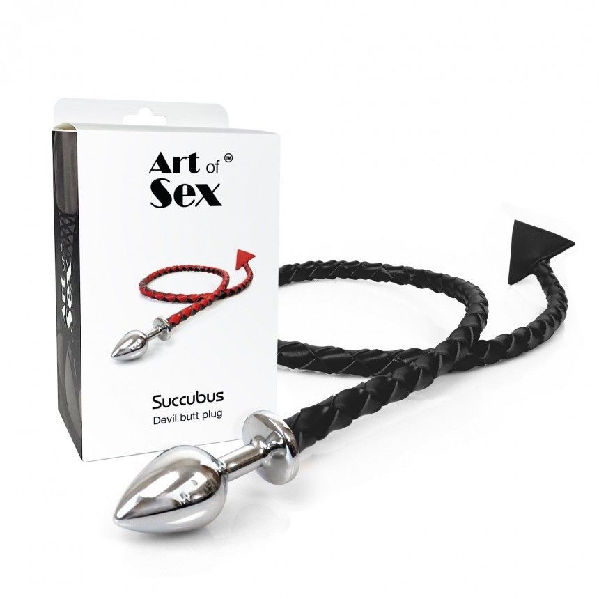 Металева анальна пробка Art of Sex Succubus M з диявольським хвостом чорний SO9744 фото
