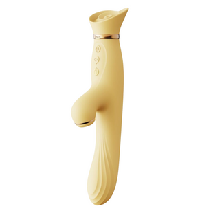 Вібратор з підігрівом та вакуумною стимуляцією клітора Zalo Rose Vibrator Lemon Yellow SO6681 фото