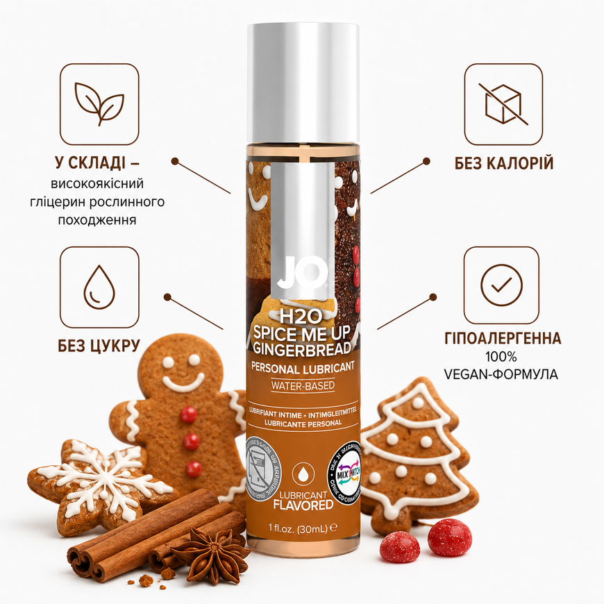 Оральний лубрикант на водній основі System JO H2O Gingerbread зі смаком імбирного пряника 30 мл SO6169 фото