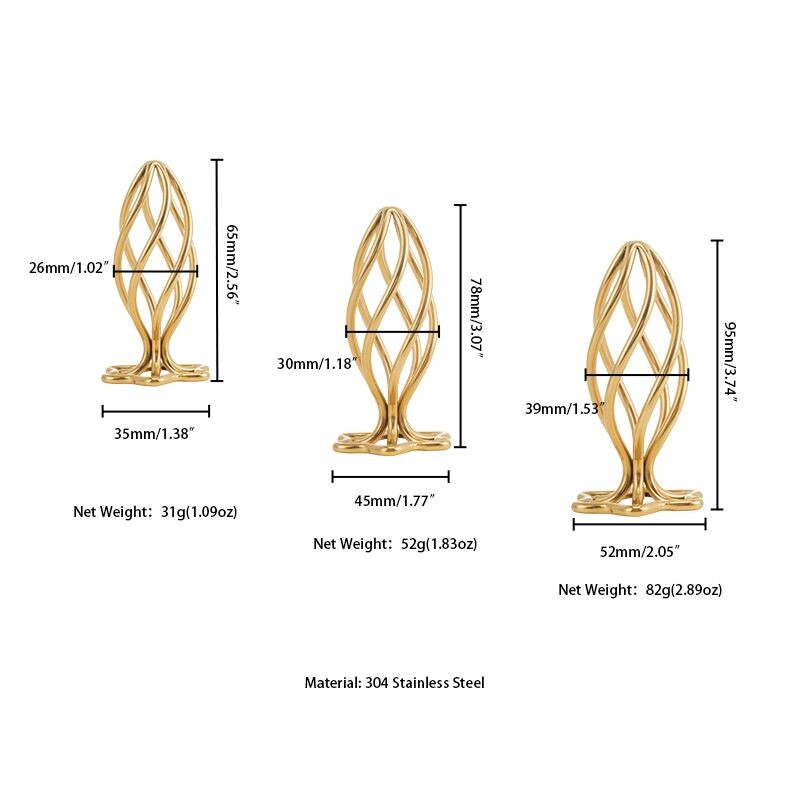 Анальна пробка LOCKINK SEVANDA Hollow Spiral Golden Metal Anal Plug S SX0882 фото