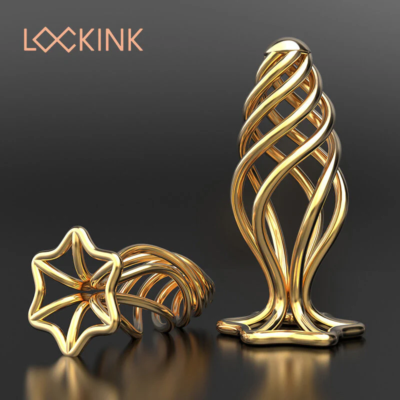 Анальна пробка LOCKINK SEVANDA Hollow Spiral Golden Metal Anal Plug M SX0883 фото