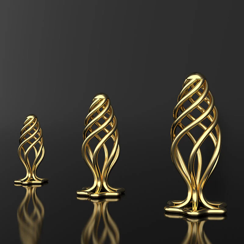 Анальна пробка LOCKINK SEVANDA Hollow Spiral Golden Metal Anal Plug M SX0883 фото