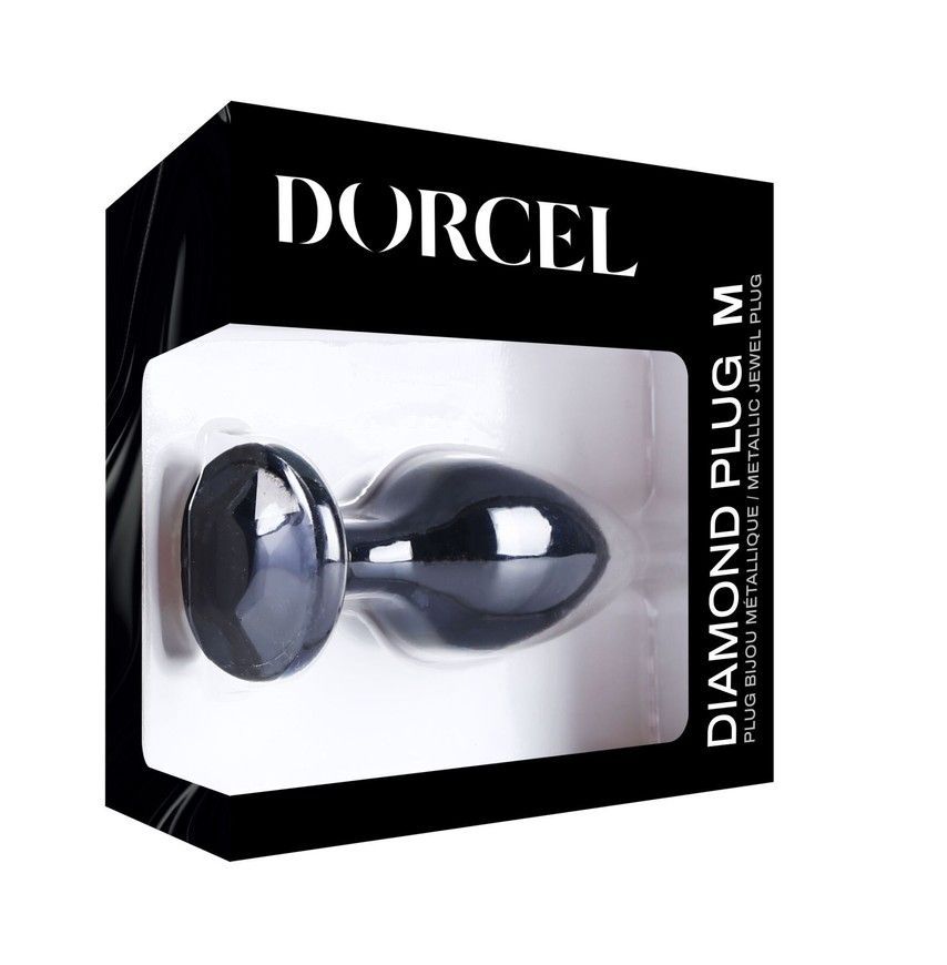 Металева анальна пробка розміру М з кристалом Dorcel Diamond Black Plug SO7809 фото