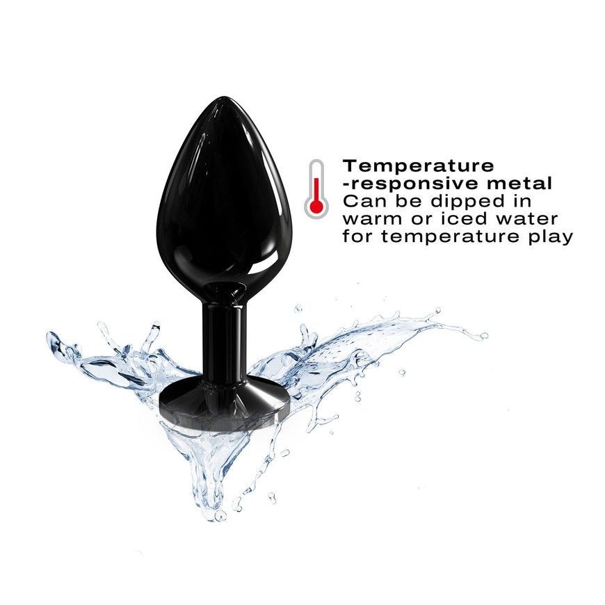 Металева анальна пробка розміру М з кристалом Dorcel Diamond Black Plug SO7809 фото