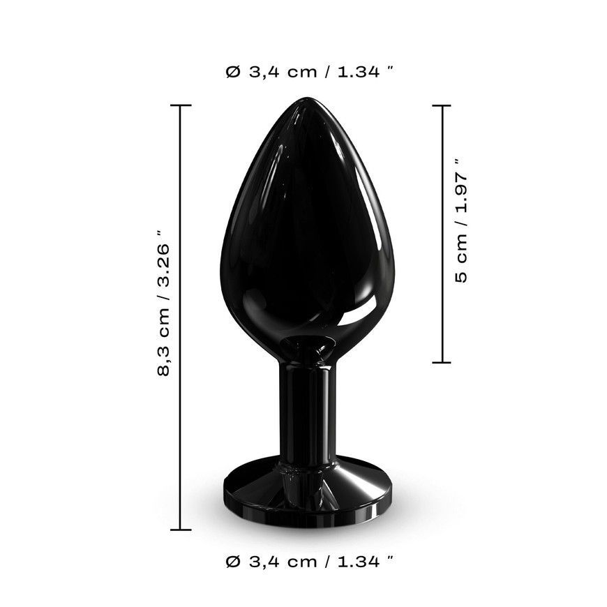 Металева анальна пробка розміру М з кристалом Dorcel Diamond Black Plug SO7809 фото