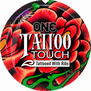 Ребристі презервативи ONE Tattoo Touch з малюнками тату 1 шт ON1 фото